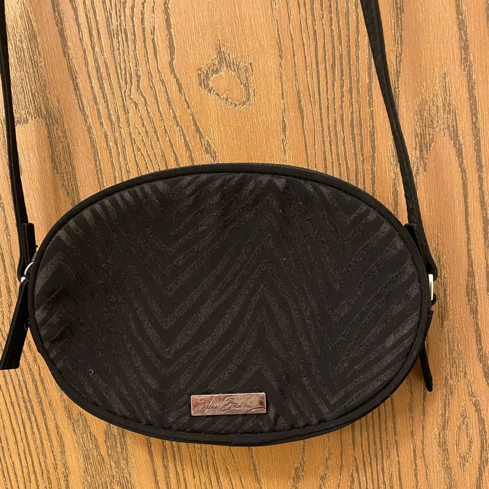 Vera Bradley Black Stripe velvet cheetah crossbody satchel bag